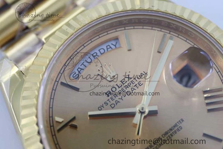 Contemporary Day Date 40mm YG 904L Steel TWF 1:1 Best Edition YG Roman Dial on YG Bracelet A 2348
