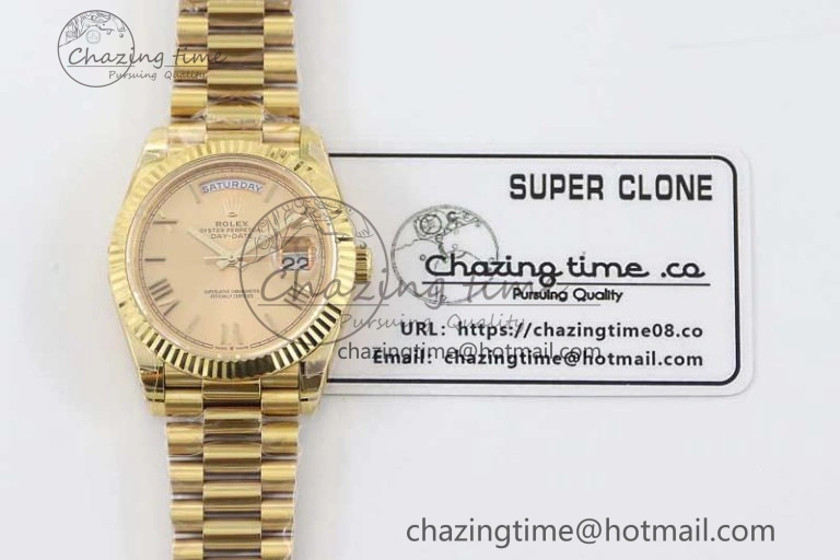 Contemporary Day Date 40mm YG 904L Steel TWF 1:1 Best Edition YG Roman Dial on YG Bracelet A 2348
