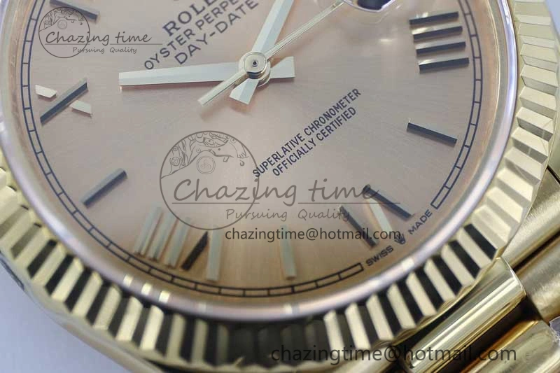 Contemporary Day Date 40mm YG 904L Steel TWF 1:1 Best Edition YG Roman Dial on YG Bracelet A 2348