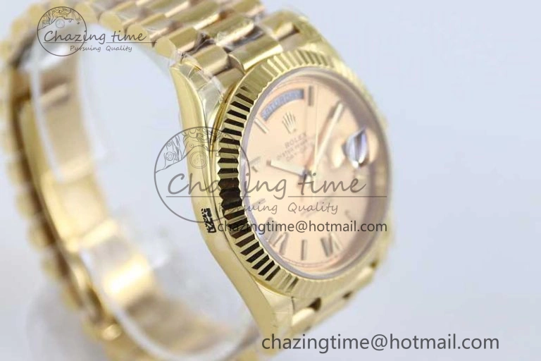 Contemporary Day Date 40mm YG 904L Steel TWF 1:1 Best Edition YG Roman Dial on YG Bracelet A 2348