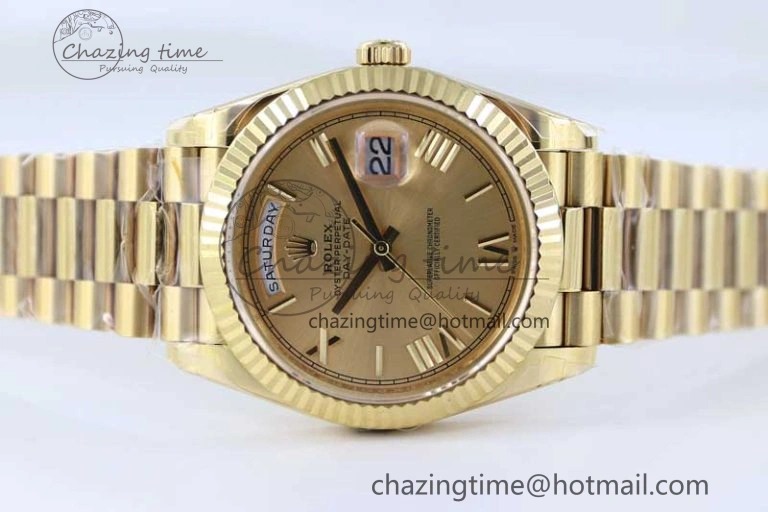 Contemporary Day Date 40mm YG 904L Steel TWF 1:1 Best Edition YG Roman Dial on YG Bracelet A 2348
