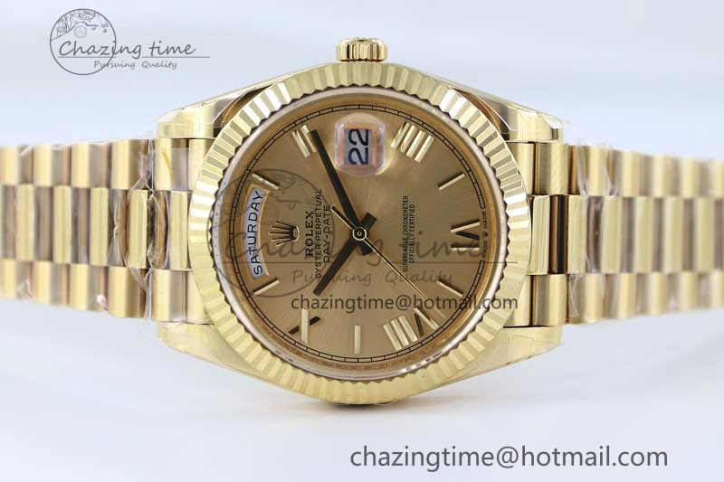 Contemporary Day Date 40mm YG 904L Steel TWF 1:1 Best Edition YG Roman Dial on YG Bracelet A 2348