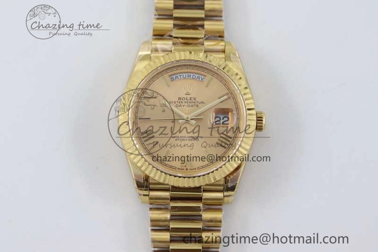 Contemporary Day Date 40mm YG 904L Steel TWF 1:1 Best Edition YG Roman Dial on YG Bracelet A 2348