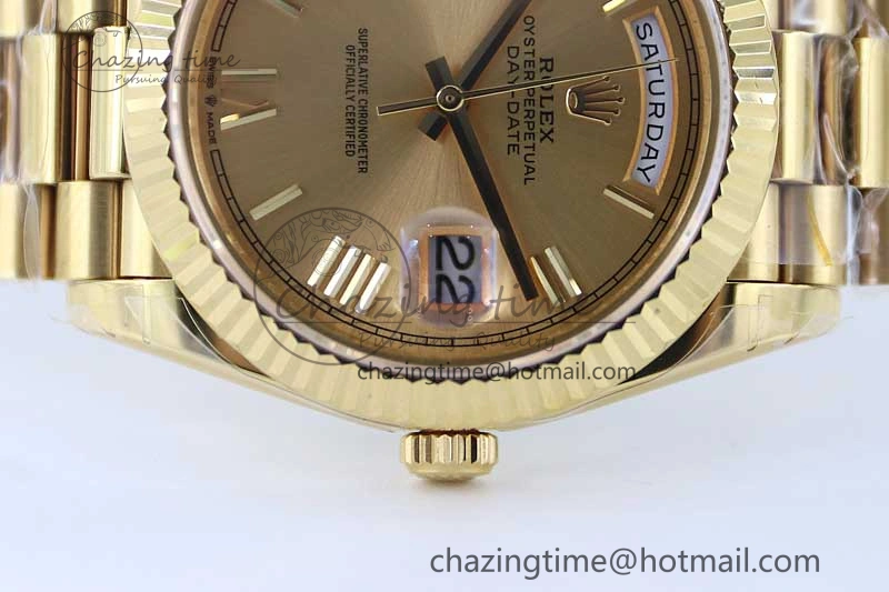 Contemporary Day Date 40mm YG 904L Steel TWF 1:1 Best Edition YG Roman Dial on YG Bracelet A 2348