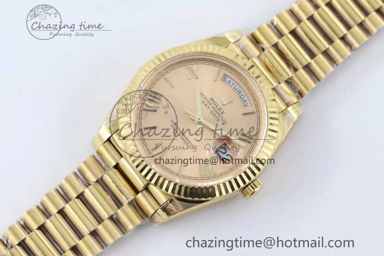 Contemporary Day Date 40mm YG 904L Steel TWF 1:1 Best Edition YG Roman Dial on YG Bracelet A 2348