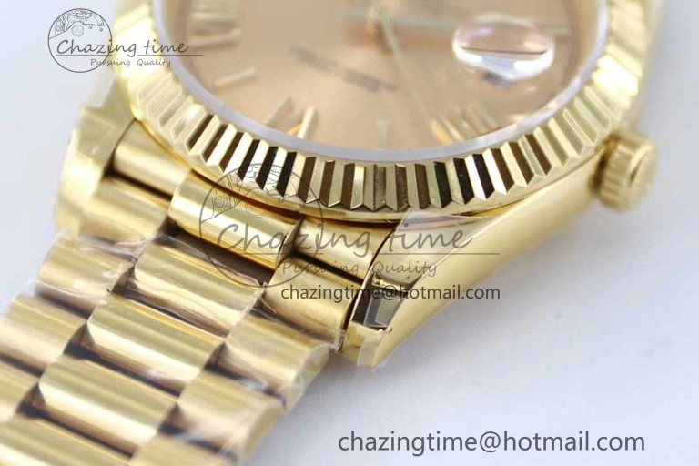 Contemporary Day Date 40mm YG 904L Steel TWF 1:1 Best Edition YG Roman Dial on YG Bracelet A 2348