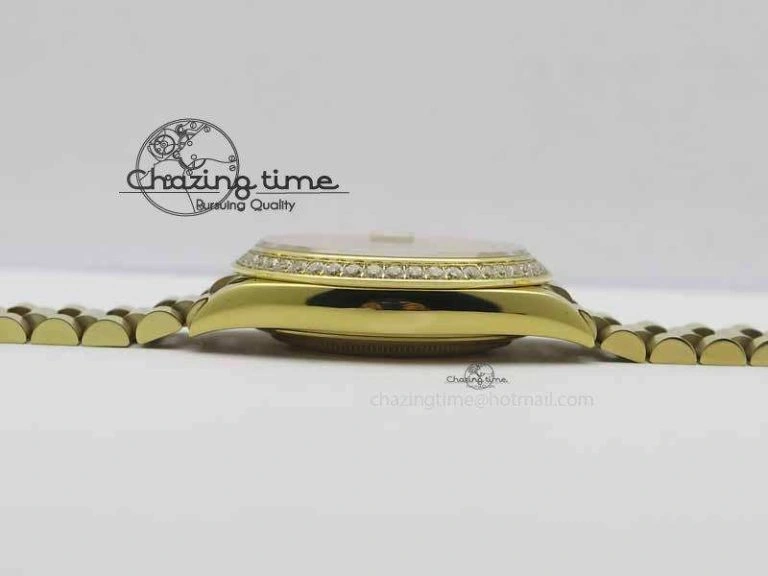 Bright Day Date 40mm YG BP Maker Best Edition Black Dial Diamond Bezel On YG Bracelet A 3681