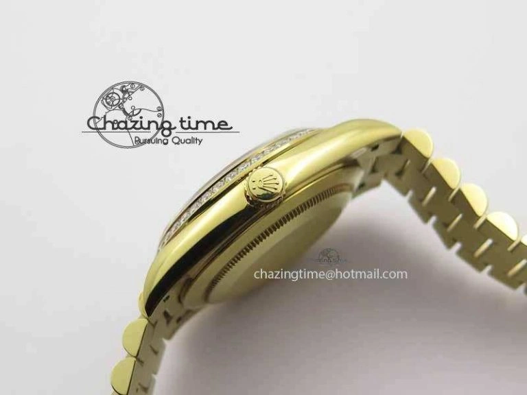 Bright Day Date 40mm YG BP Maker Best Edition Black Dial Diamond Bezel On YG Bracelet A 3681