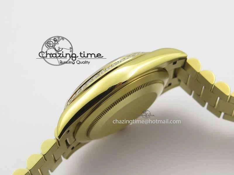 Bright Day Date 40mm YG BP Maker Best Edition Black Dial Diamond Bezel On YG Bracelet A 3681