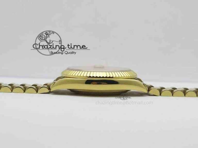 Day Date 40mm YG BP Maker Best Edition Black Dial Diamond Markers On YG Bracelet A Vibrant 3686