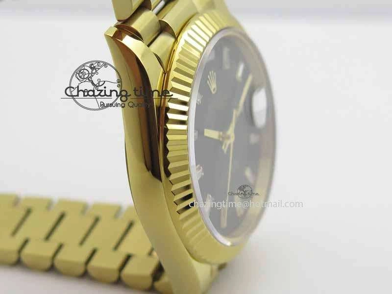 Day Date 40mm YG BP Maker Best Edition Black Dial Diamond Markers On YG Bracelet A Vibrant 3686