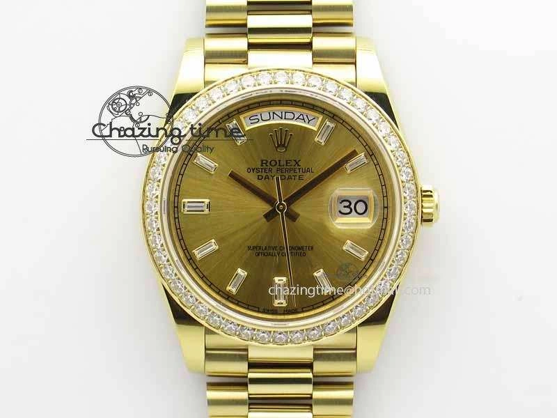 Day Date 40mm YG BP Maker Best Edition YG Dial Diamond Bezel On YG Bracelet A MultiPurpose 3682