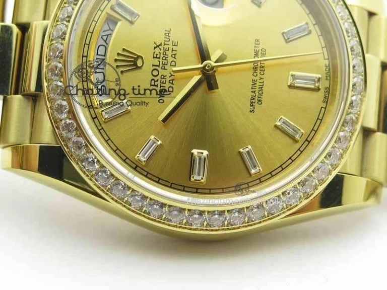 Day Date 40mm YG BP Maker Best Edition YG Dial Diamond Bezel On YG Bracelet A MultiPurpose 3682