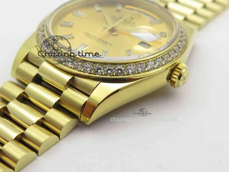 Day Date 40mm YG BP Maker Best Edition YG Dial Diamond Bezel On YG Bracelet A MultiPurpose 3682