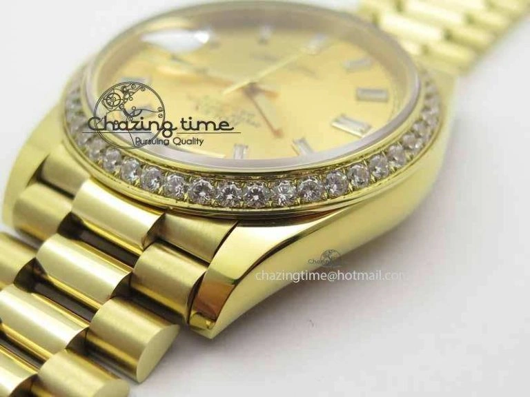 Day Date 40mm YG BP Maker Best Edition YG Dial Diamond Bezel On YG Bracelet A MultiPurpose 3682