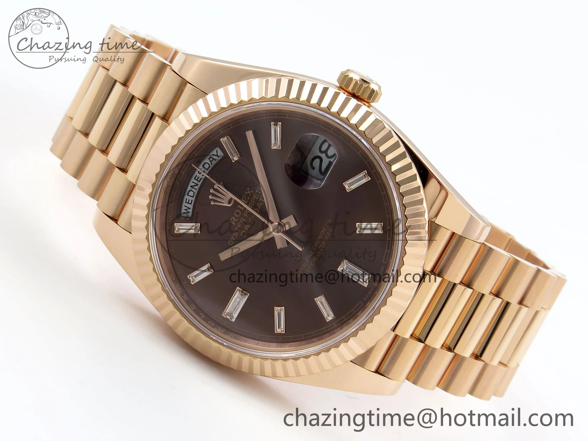 DayDate 40 228235 ARF 904L Steel Brown Crystal Dial on President Bracelet VR Timeless 1546