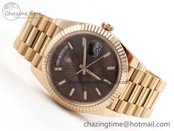 ZeroBulk DayDate 40 228235 ARF 904L Steel Brown Stick Dial on President Bracelet VR 1547