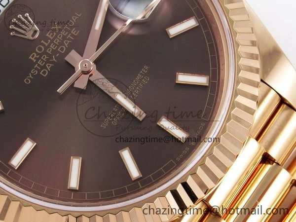 ZeroBulk DayDate 40 228235 ARF 904L Steel Brown Stick Dial on President Bracelet VR 1547
