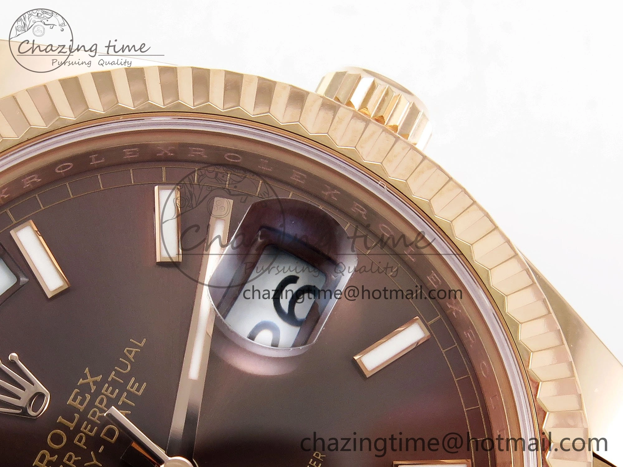 ZeroBulk DayDate 40 228235 ARF 904L Steel Brown Stick Dial on President Bracelet VR 1547