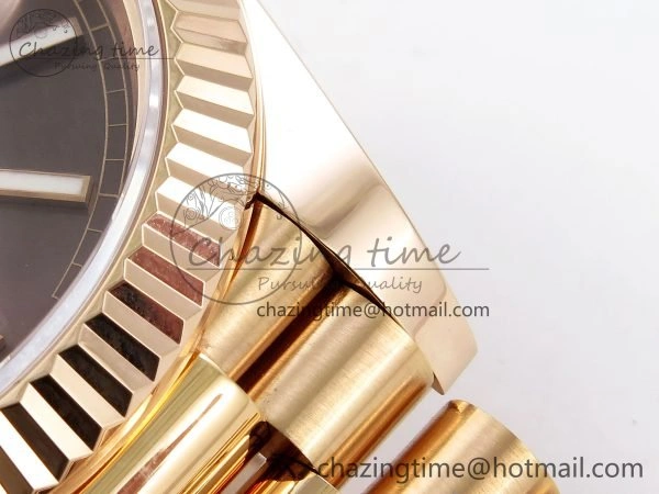 ZeroBulk DayDate 40 228235 ARF 904L Steel Brown Stick Dial on President Bracelet VR 1547