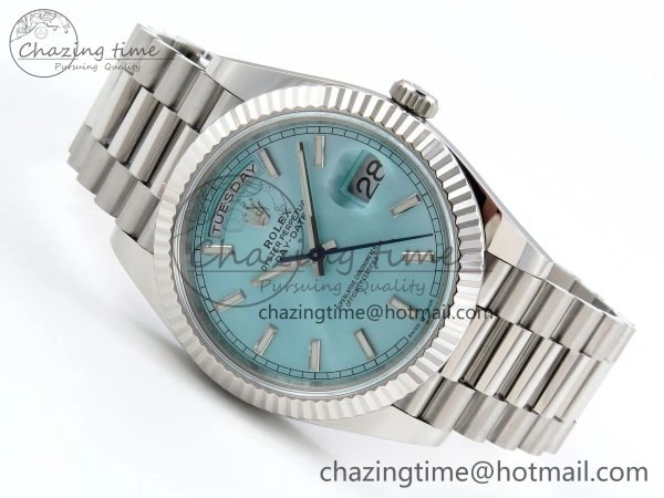 OnTrend DayDate 40 228236 ARF 904L Steel Tiffany Blue Stick Dial on President Bracelet VR 1545