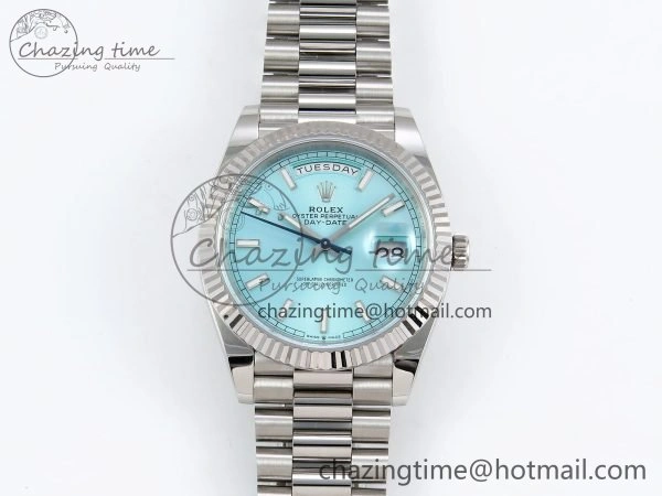 OnTrend DayDate 40 228236 ARF 904L Steel Tiffany Blue Stick Dial on President Bracelet VR 1545