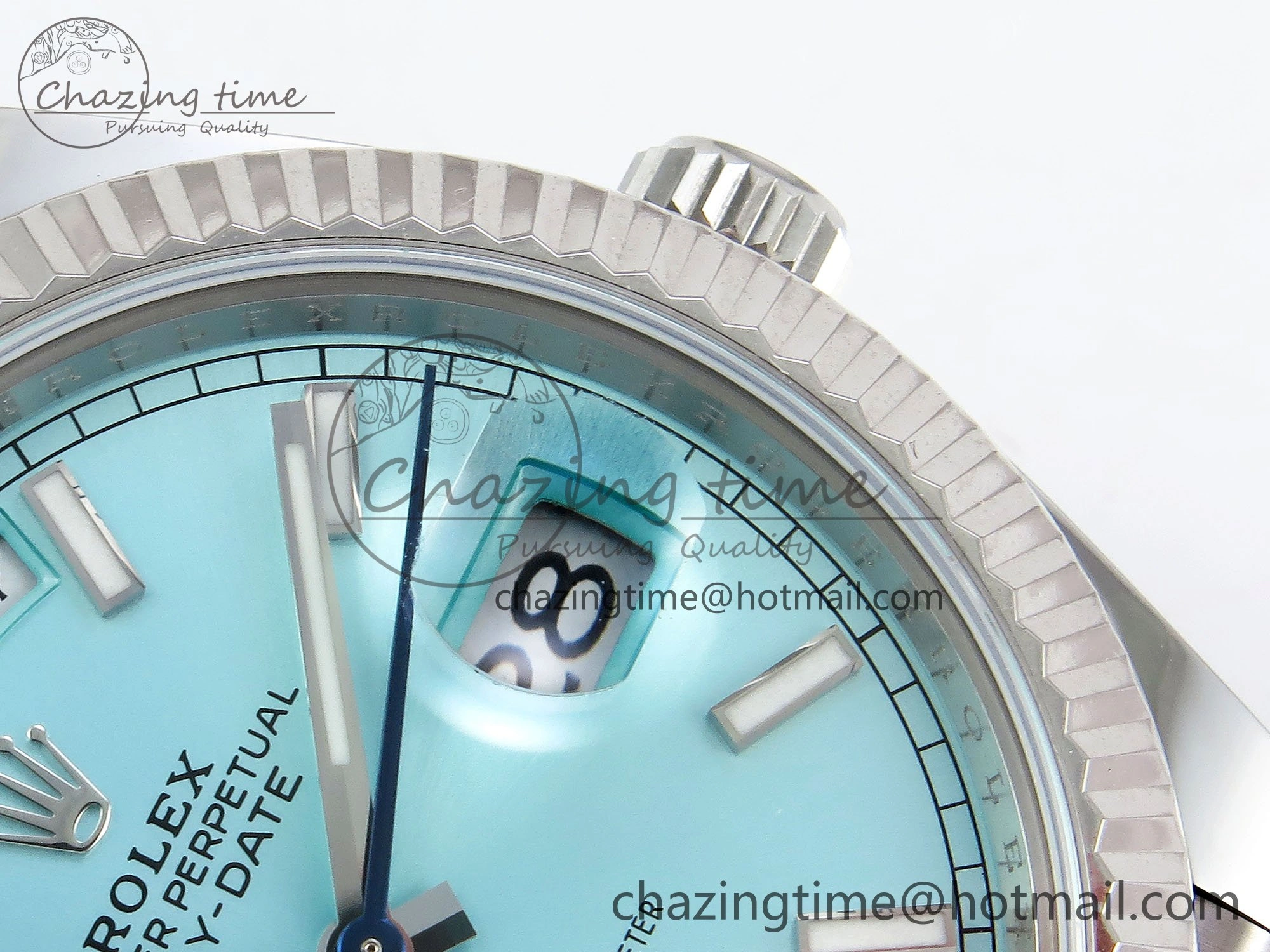 OnTrend DayDate 40 228236 ARF 904L Steel Tiffany Blue Stick Dial on President Bracelet VR 1545