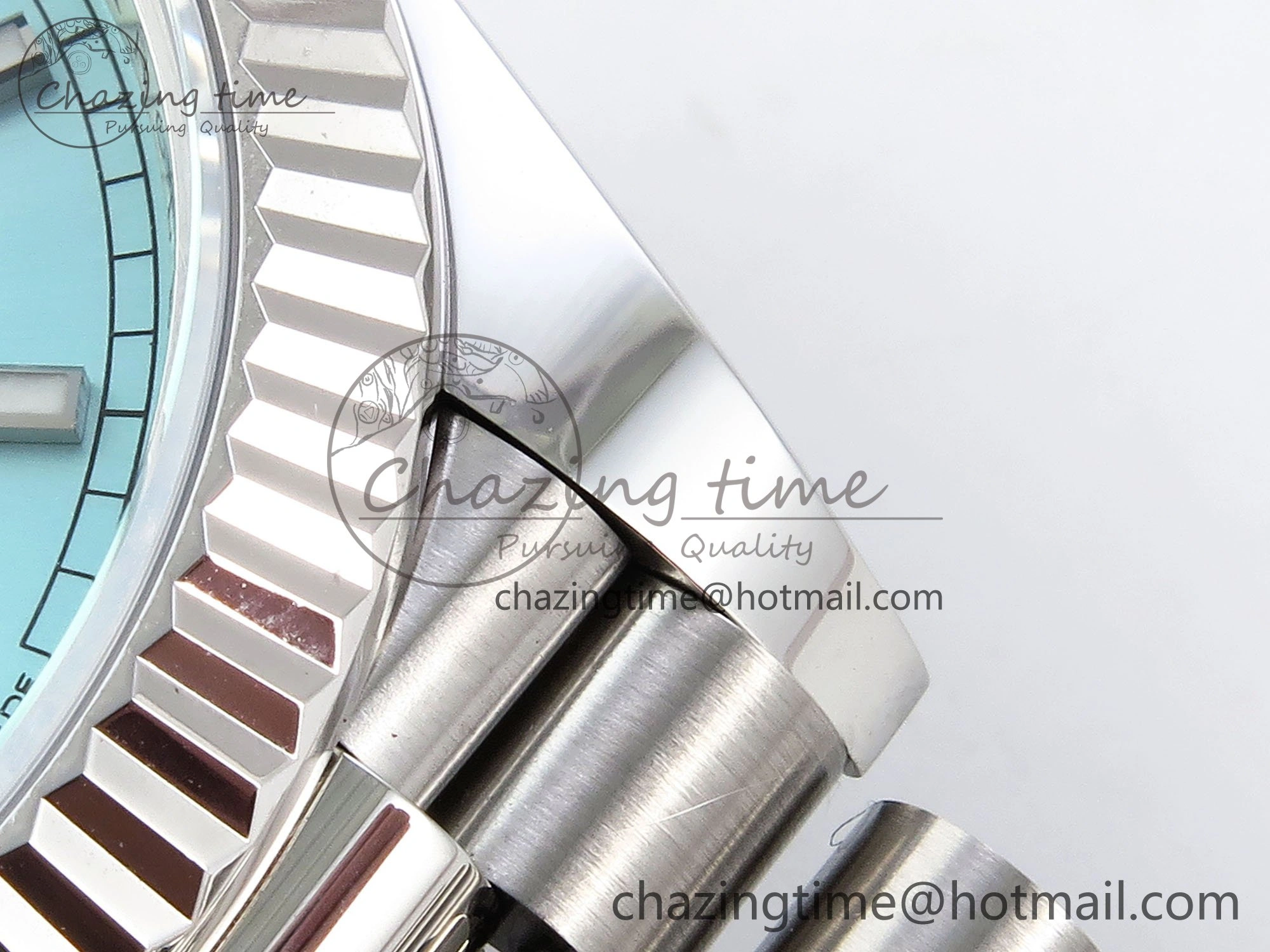 OnTrend DayDate 40 228236 ARF 904L Steel Tiffany Blue Stick Dial on President Bracelet VR 1545