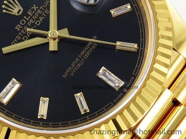 Durable DayDate 40 228238 ARF 904L Steel Black Crystal Diamonds Bezel on President Bracelet VR3255 (Gain Weight） 1504