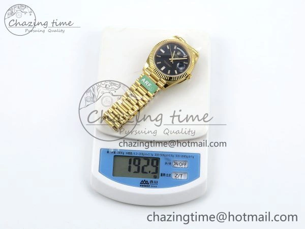 Durable DayDate 40 228238 ARF 904L Steel Black Crystal Diamonds Bezel on President Bracelet VR3255 (Gain Weight） 1504
