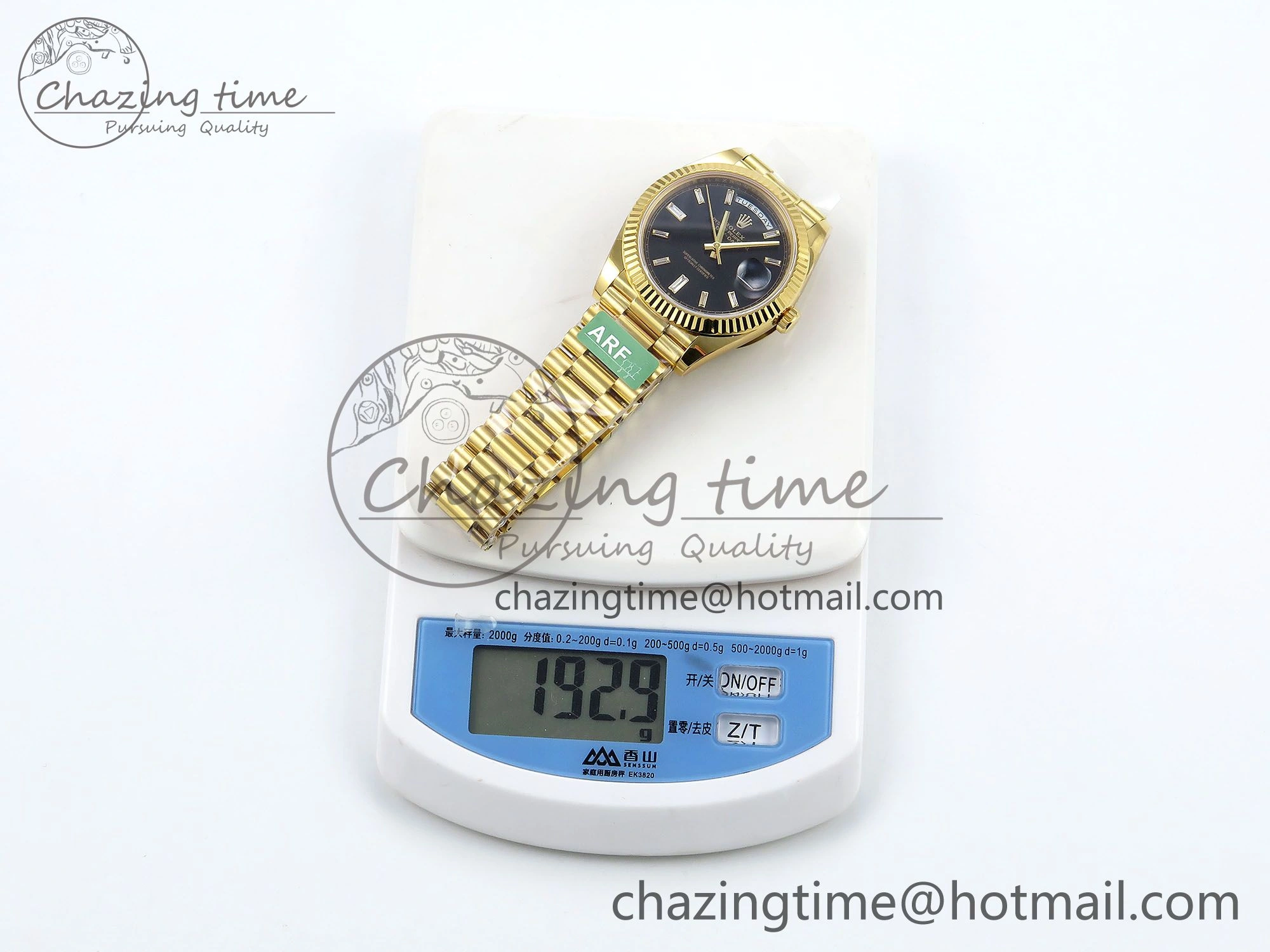 Durable DayDate 40 228238 ARF 904L Steel Black Crystal Diamonds Bezel on President Bracelet VR3255 (Gain Weight） 1504