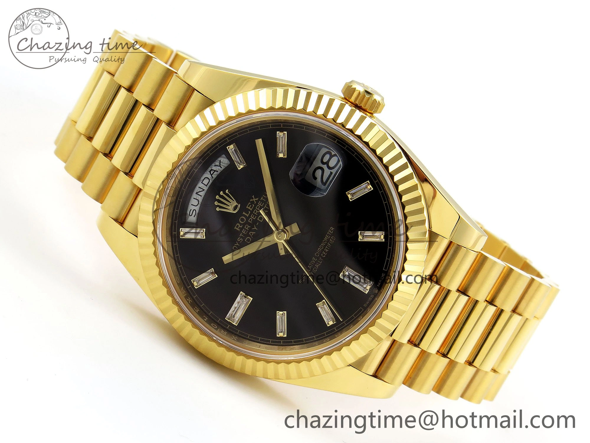 DayDate 40 228238 ARF 904L Steel Black Crystal Diamonds Bezel on President Bracelet VR Affordable 1548
