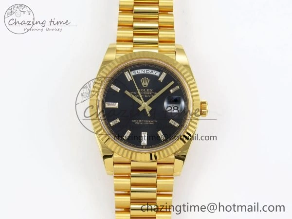 DayDate 40 228238 ARF 904L Steel Black Crystal Diamonds Bezel on President Bracelet VR Affordable 1548