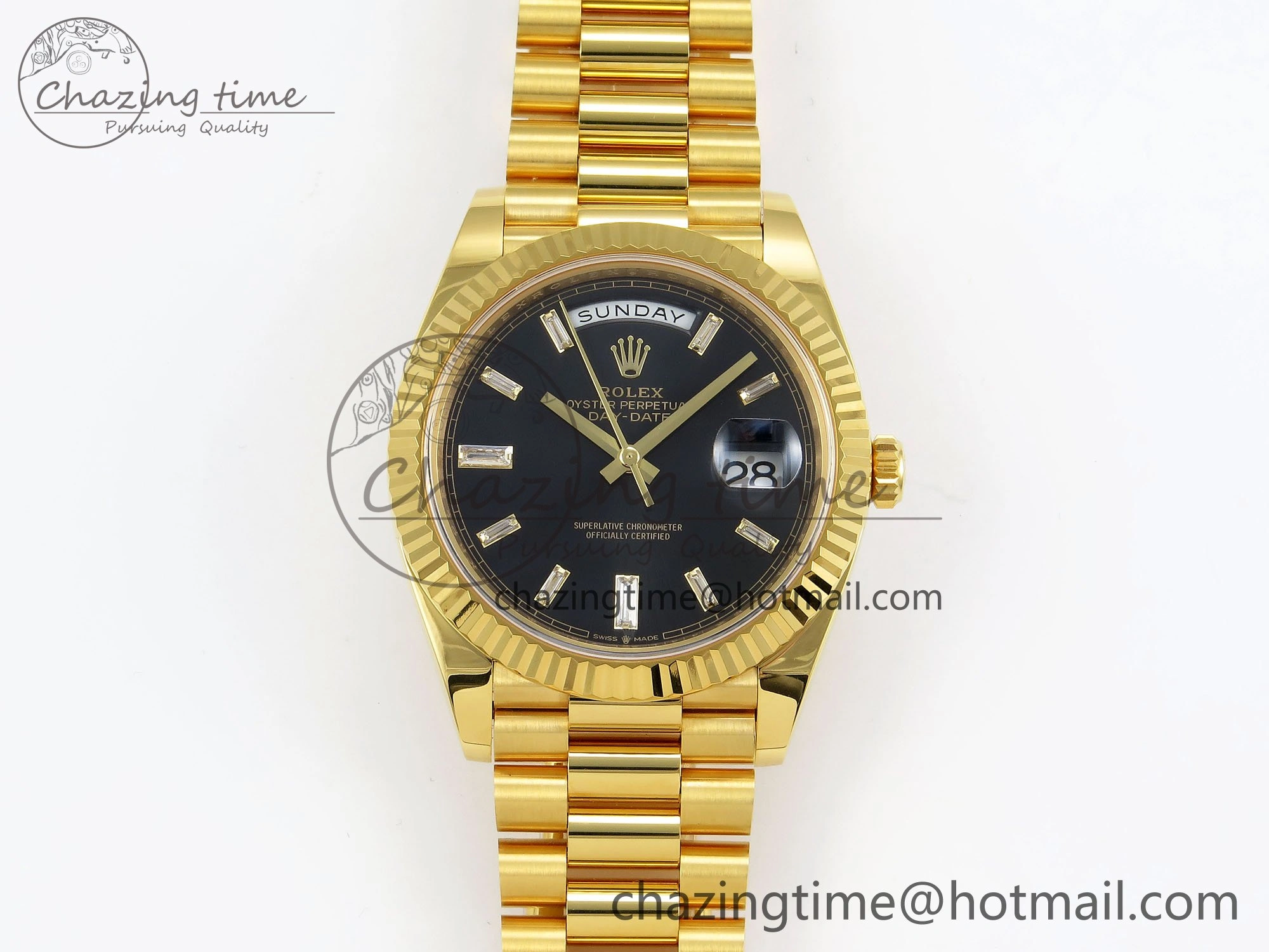 DayDate 40 228238 ARF 904L Steel Black Crystal Diamonds Bezel on President Bracelet VR Affordable 1548