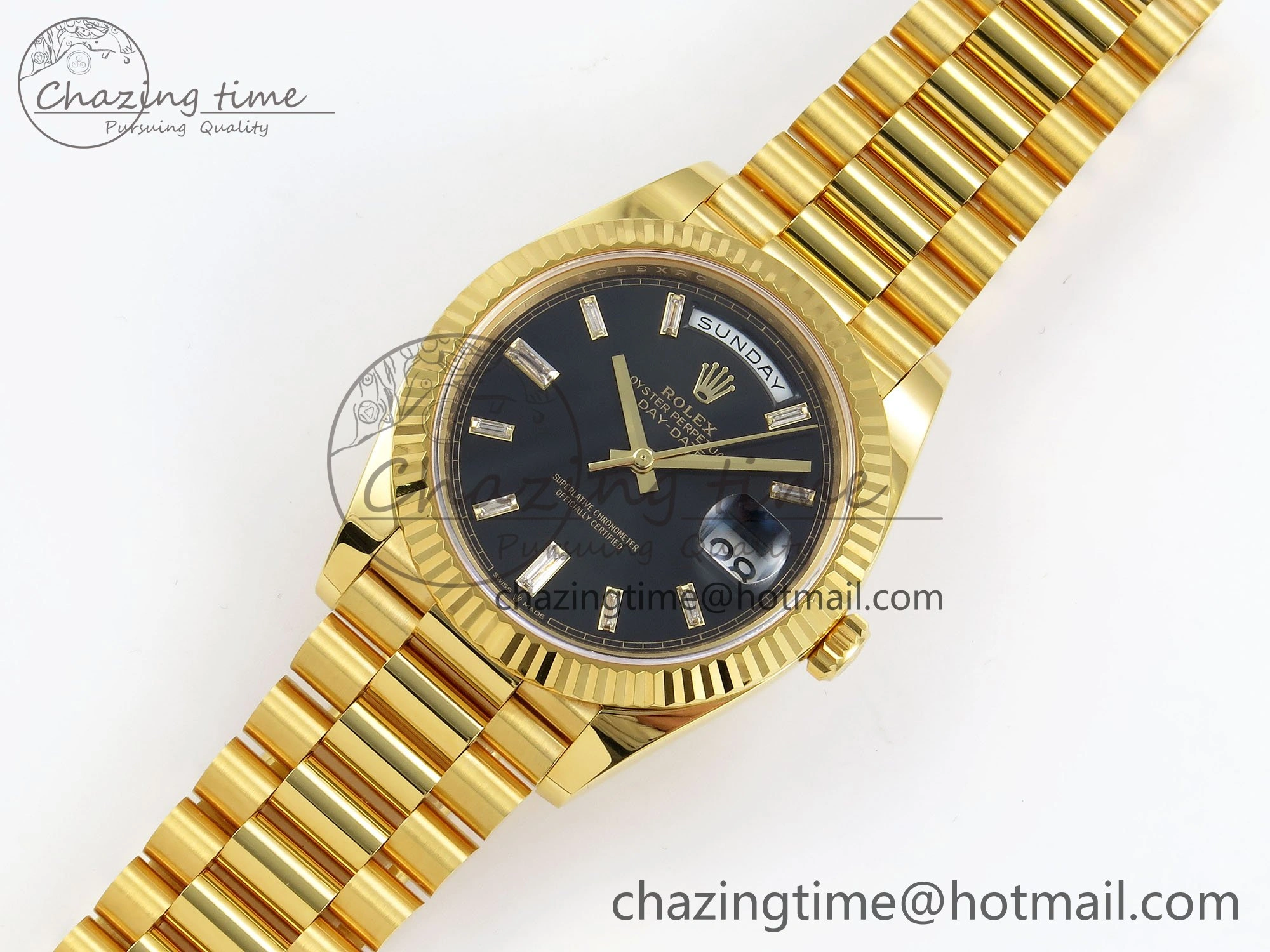 DayDate 40 228238 ARF 904L Steel Black Crystal Diamonds Bezel on President Bracelet VR Affordable 1548