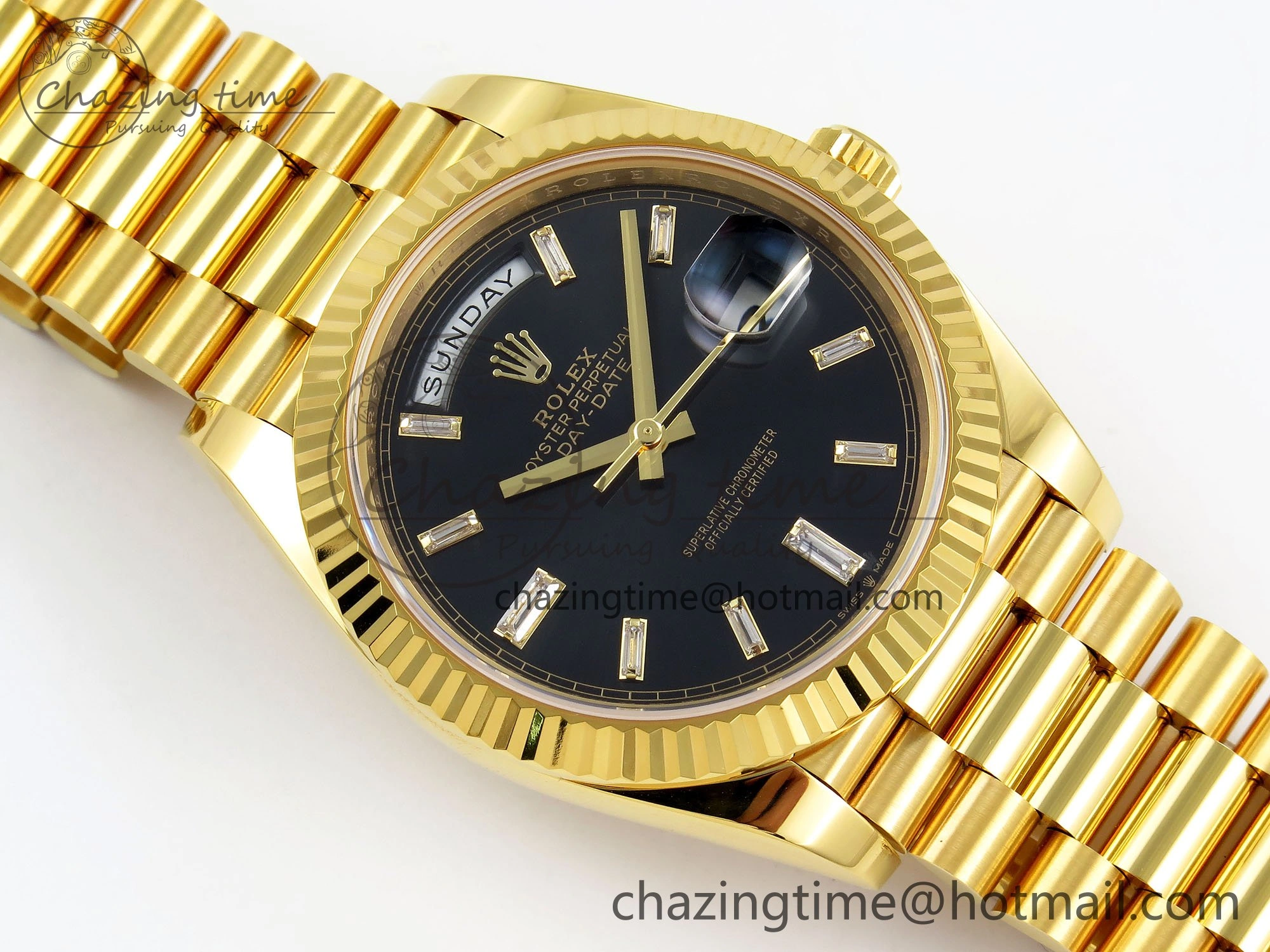 DayDate 40 228238 ARF 904L Steel Black Crystal Diamonds Bezel on President Bracelet VR Affordable 1548