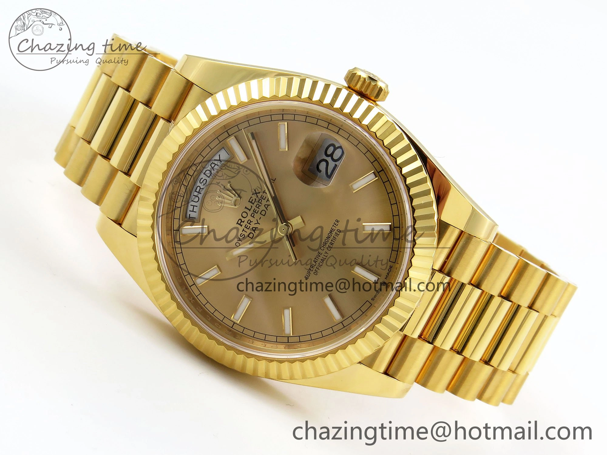 DayDate 40 228238 ARF 904L Steel Gold Stick Dial on President Bracelet VR Tailored 1549