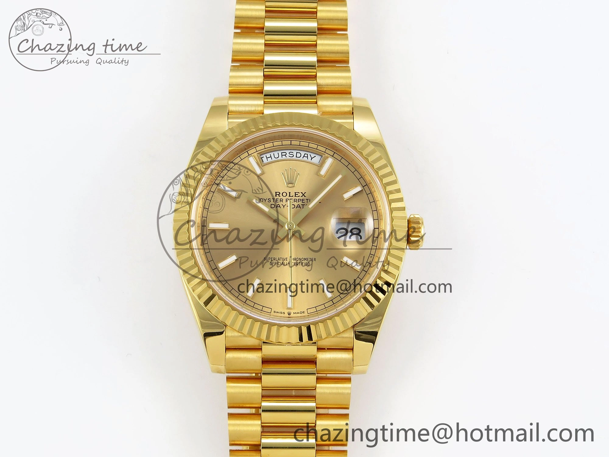 DayDate 40 228238 ARF 904L Steel Gold Stick Dial on President Bracelet VR Tailored 1549