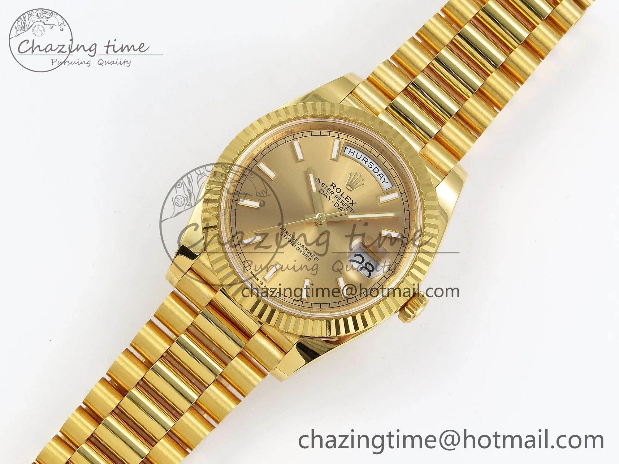 DayDate 40 228238 ARF 904L Steel Gold Stick Dial on President Bracelet VR Tailored 1549