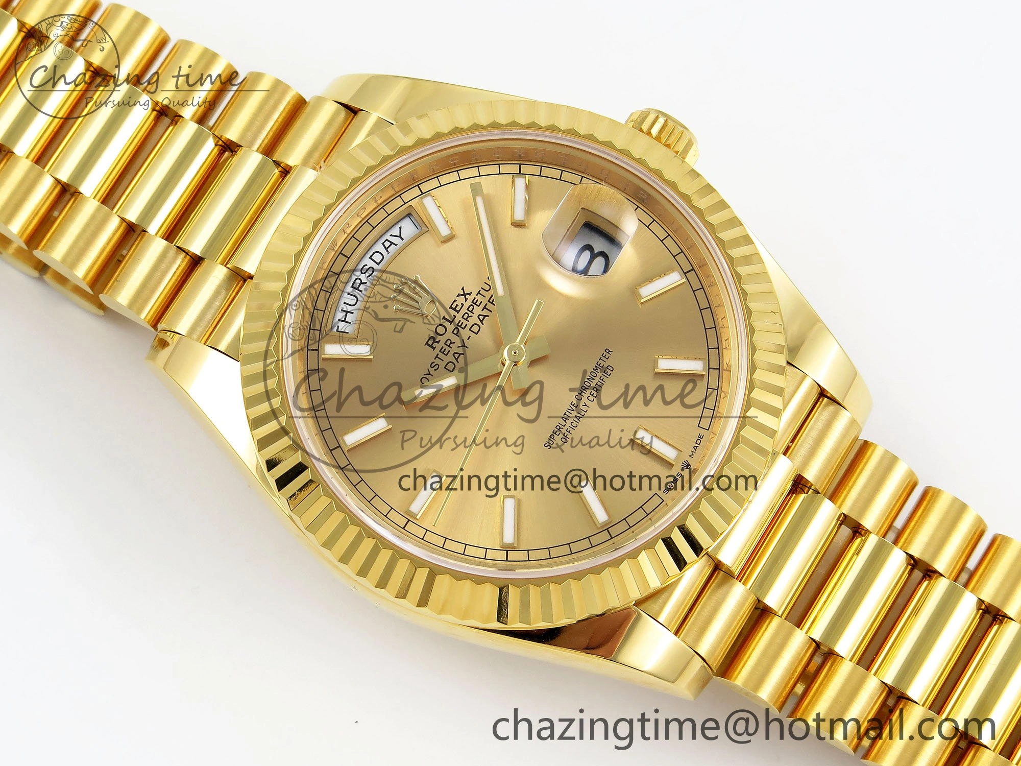 DayDate 40 228238 ARF 904L Steel Gold Stick Dial on President Bracelet VR Tailored 1549