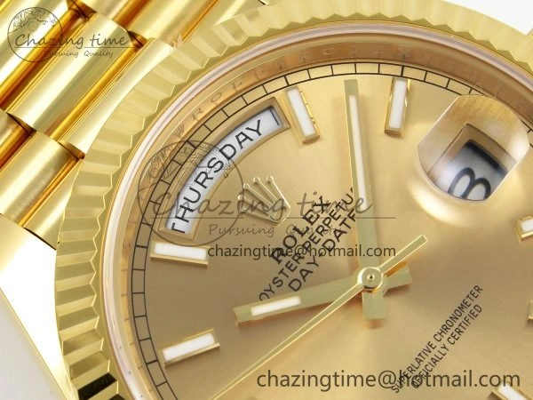 DayDate 40 228238 ARF 904L Steel Gold Stick Dial on President Bracelet VR Tailored 1549