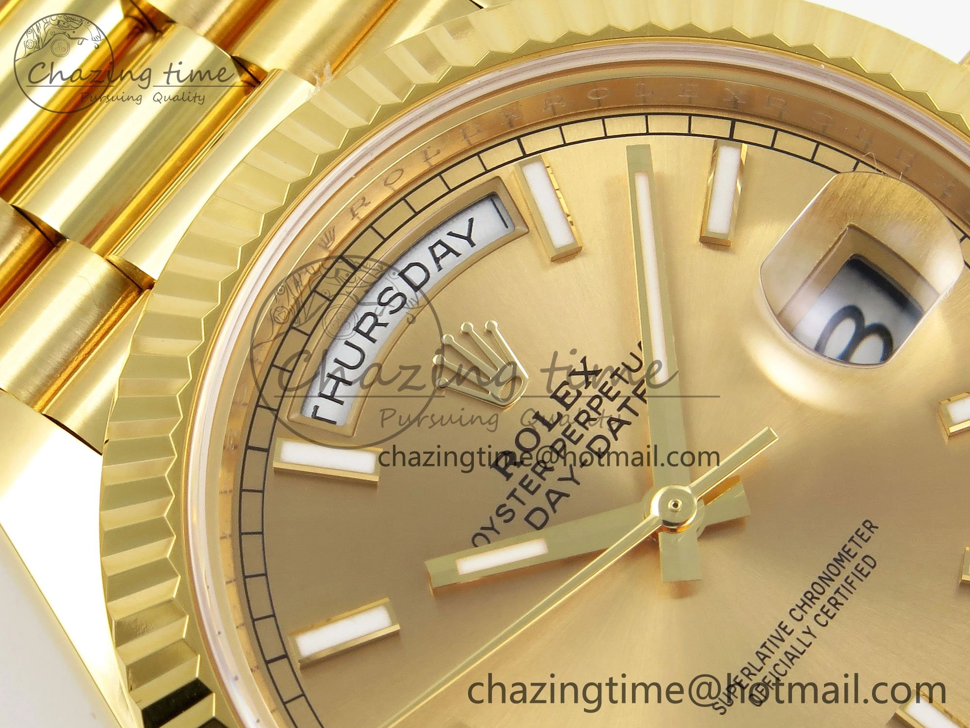 DayDate 40 228238 ARF 904L Steel Gold Stick Dial on President Bracelet VR Tailored 1549