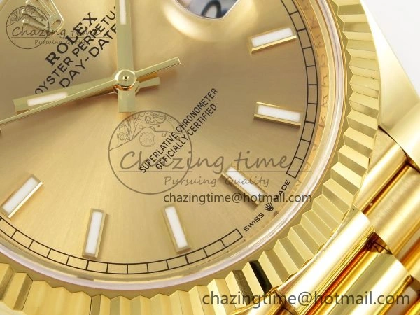 DayDate 40 228238 ARF 904L Steel Gold Stick Dial on President Bracelet VR Tailored 1549
