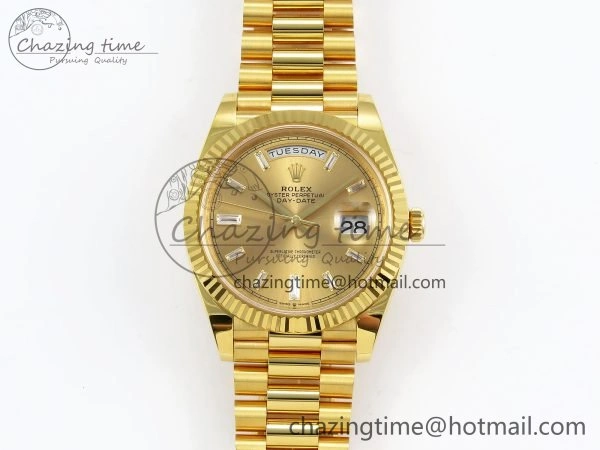 DayDate 40 228238 ARF 904L Steel YG Crystal Diamonds Bezel on President Bracelet VR Efficient 1550
