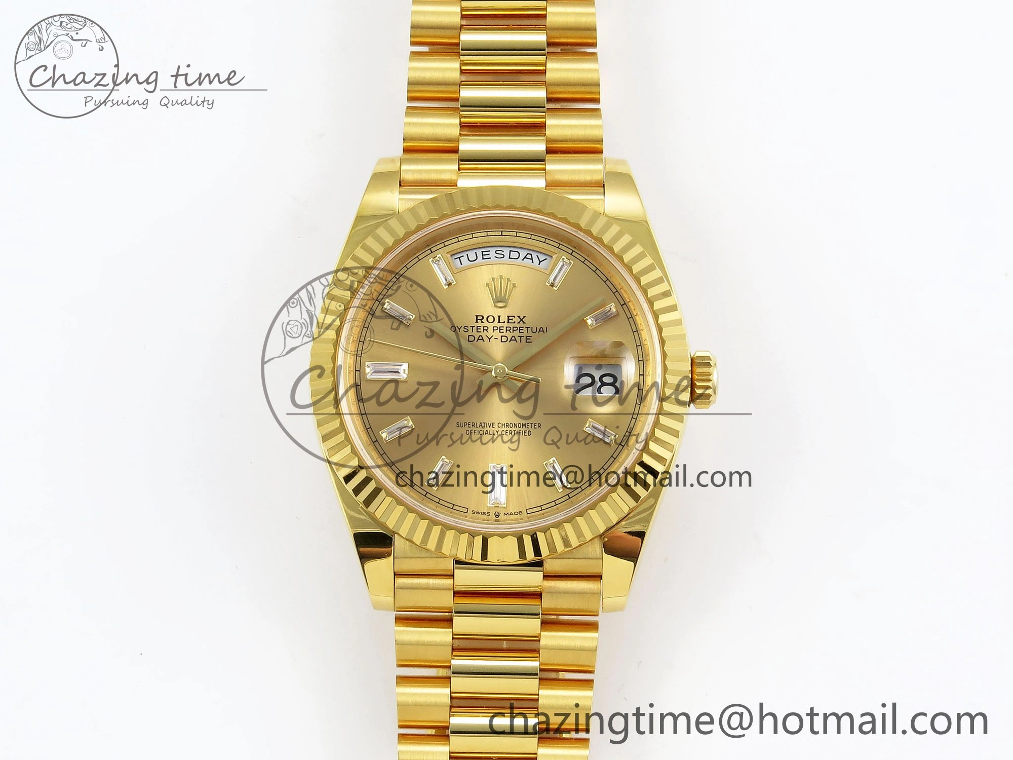 DayDate 40 228238 ARF 904L Steel YG Crystal Diamonds Bezel on President Bracelet VR Efficient 1550