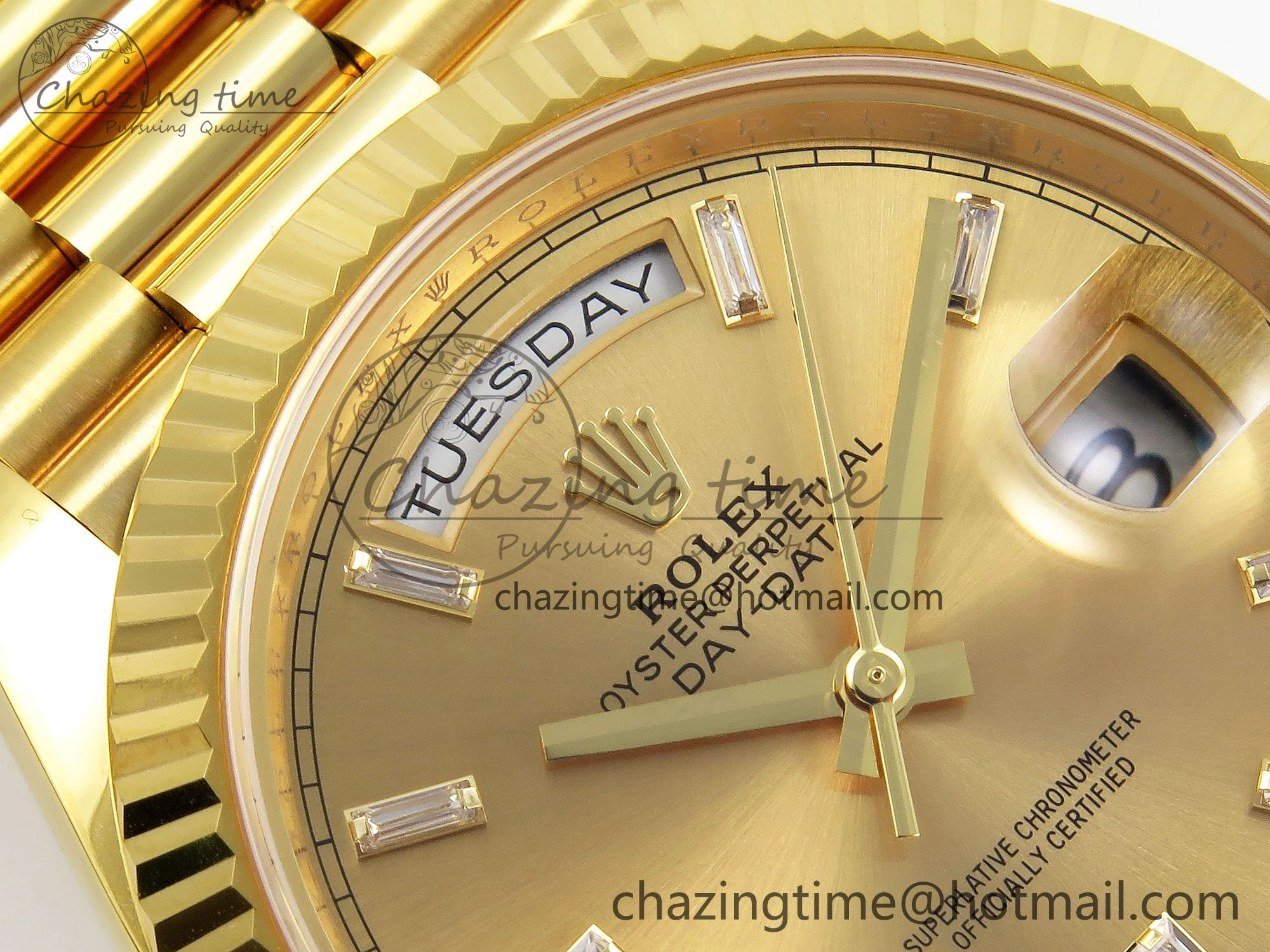 DayDate 40 228238 ARF 904L Steel YG Crystal Diamonds Bezel on President Bracelet VR Efficient 1550