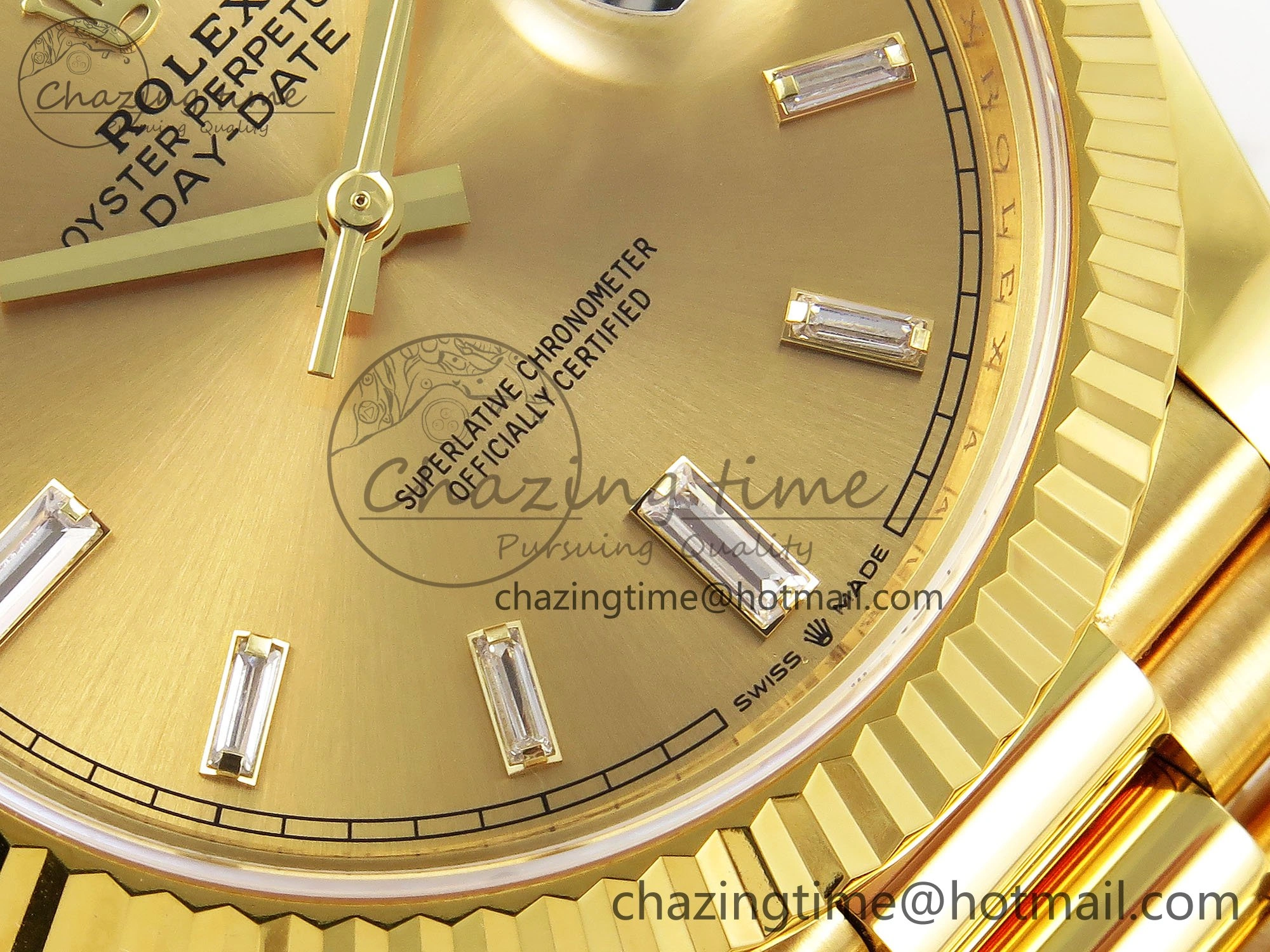 DayDate 40 228238 ARF 904L Steel YG Crystal Diamonds Bezel on President Bracelet VR Efficient 1550