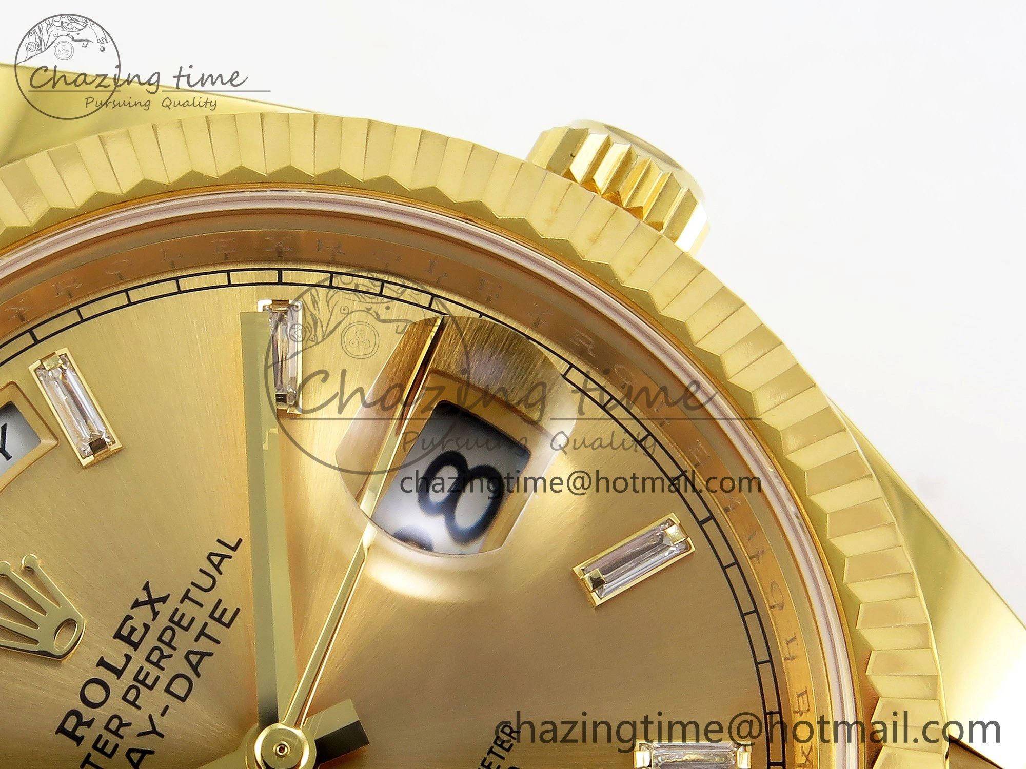 DayDate 40 228238 ARF 904L Steel YG Crystal Diamonds Bezel on President Bracelet VR Efficient 1550