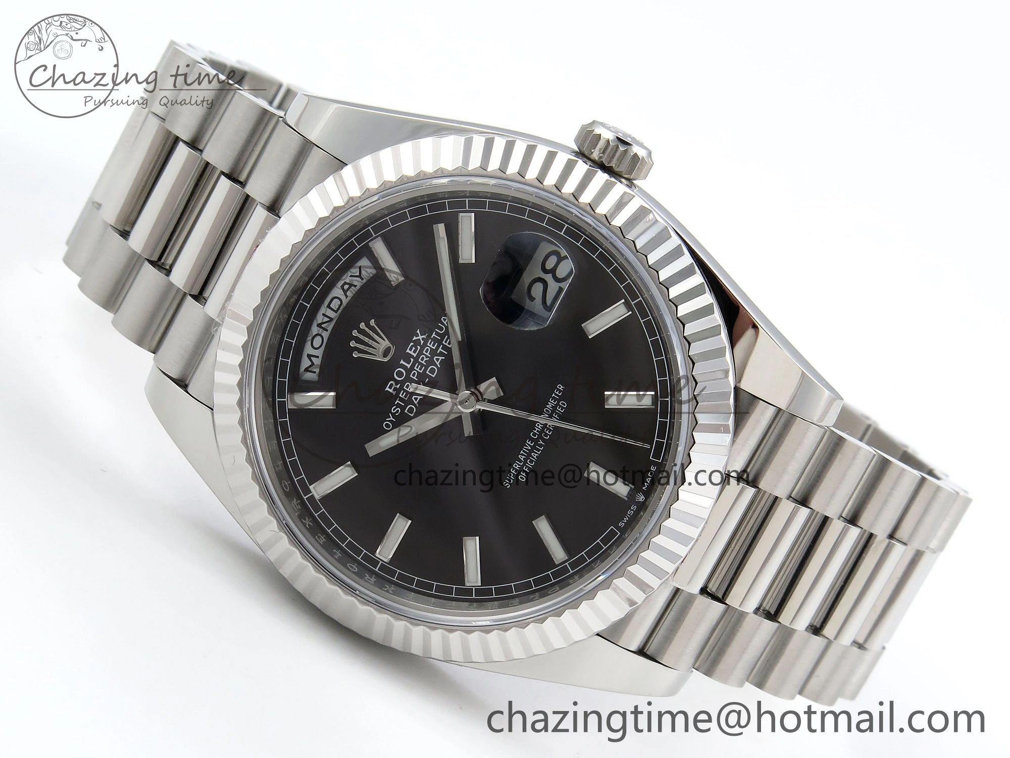 DayDate 40 228239 ARF 904L Steel Black Dial on President Bracelet VR HighPerformance 1542