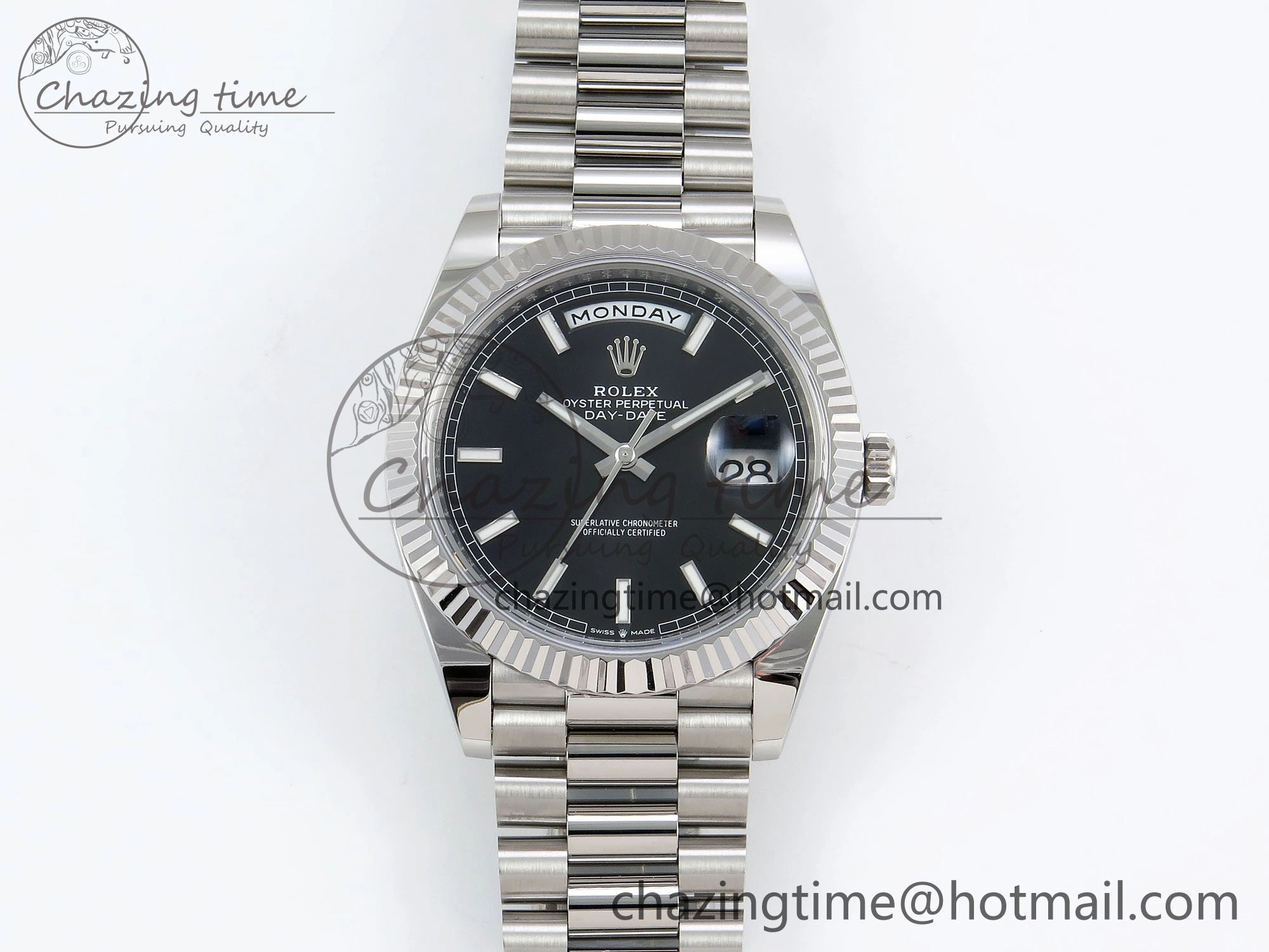 DayDate 40 228239 ARF 904L Steel Black Dial on President Bracelet VR HighPerformance 1542